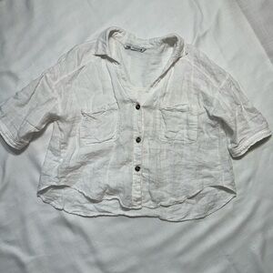 beachy short sleeve linen top